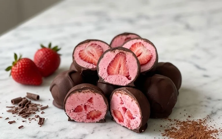 Chocolate Strawberry Frozen Yogurt Bites-Easy Healthy Treat