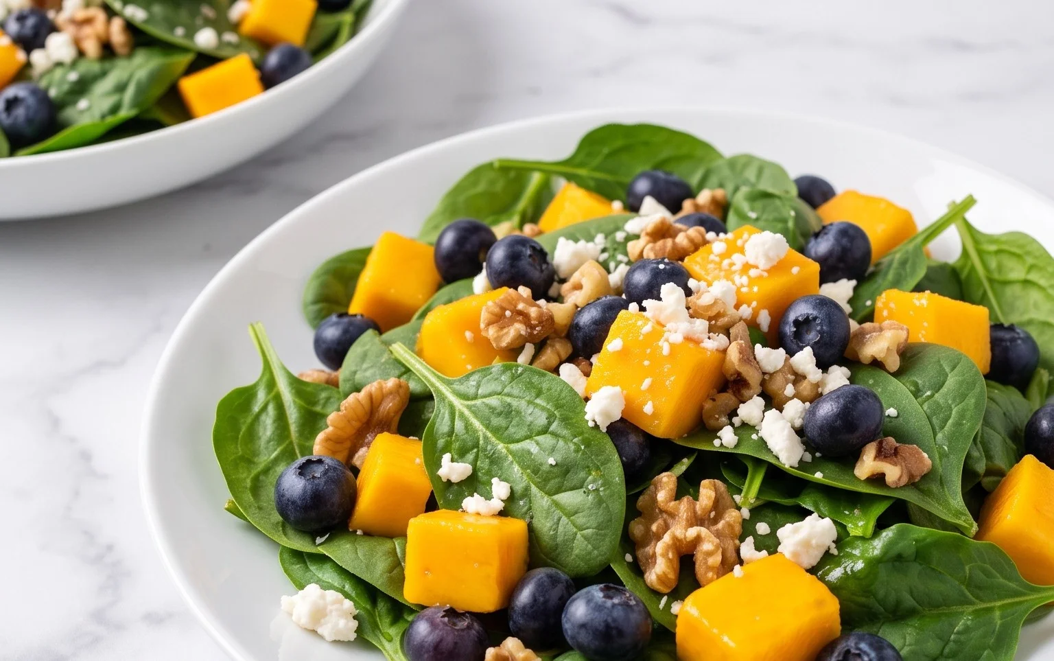 Spinach Mango Blueberry Salad With Feta